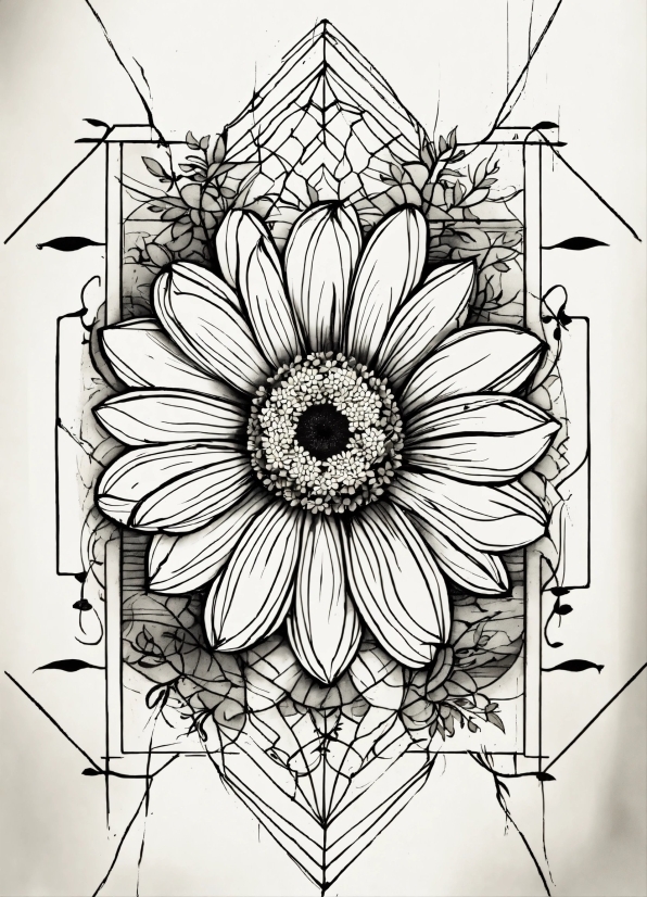 Plant, Flower, Eye, Petal, Black-and-white, Style