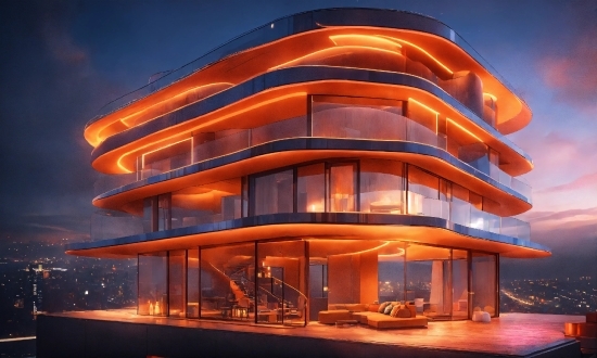 Prompt Ai Art, Building, Architecture, Orange, Sky, Real Estate