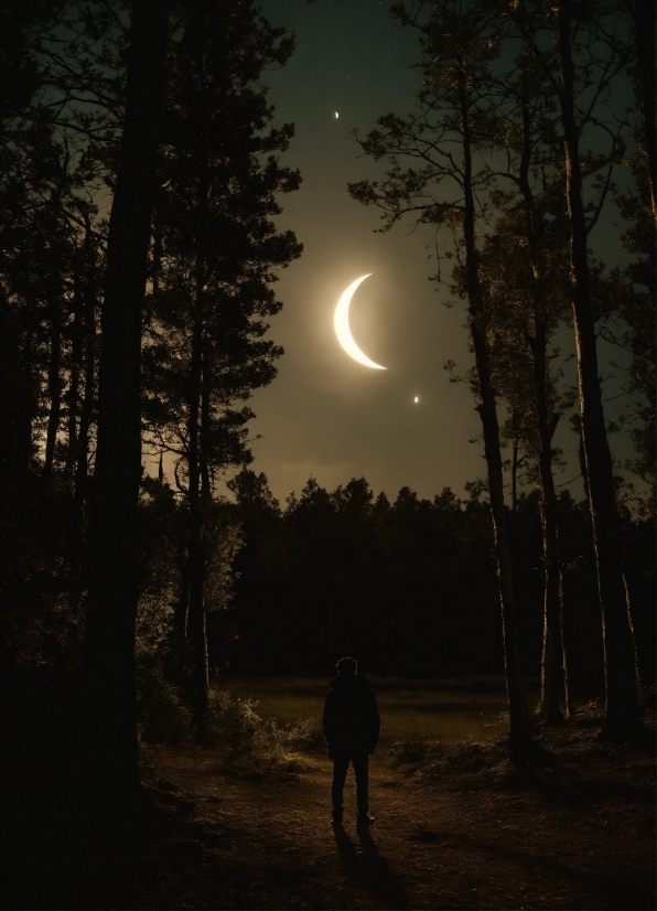 Sky, Atmosphere, Moon, Light, Tree, Branch