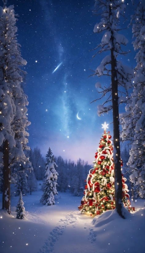 Template Green Screen Kinemaster Background, Plant, Sky, Snow, Christmas Tree, Light