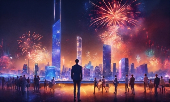 The Most Advanced Ai In The World, Skyscraper, Fireworks, Sky, World, Building