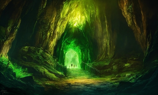 Upscale Image Online Ai, Green, Cave, Natural Landscape, Formation, Geological Phenomenon