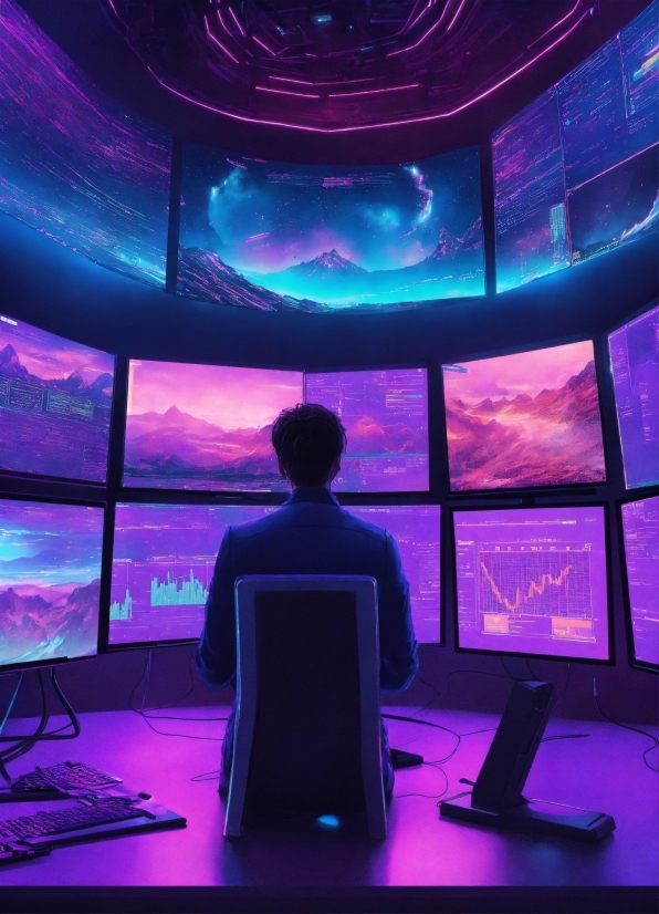 Use Of Artificial Intelligence In Defence, Computer, Light, Purple, World, Interior Design