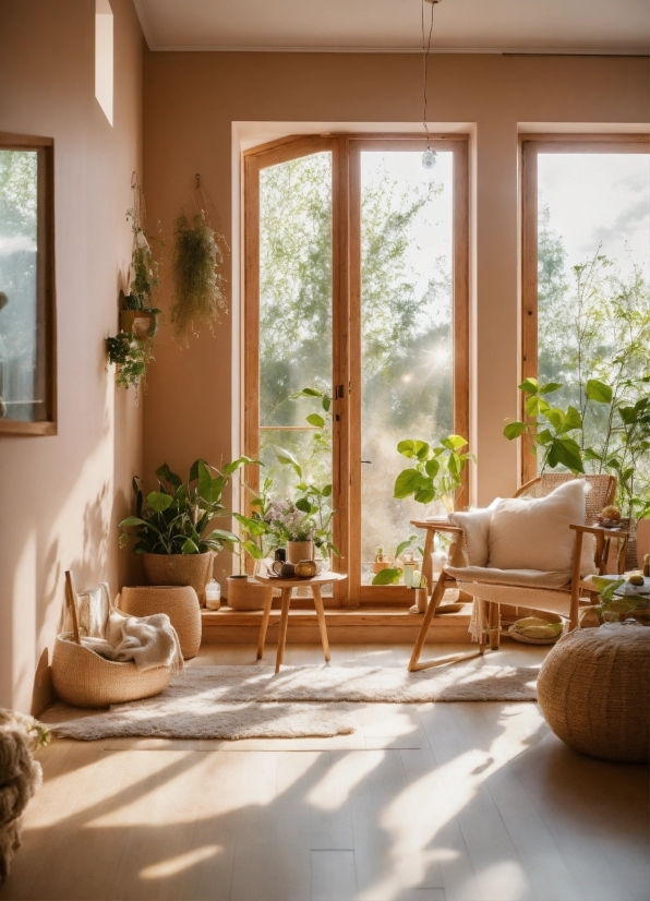 Archive Footage Library, Plant, Building, Window, Flowerpot, Wood