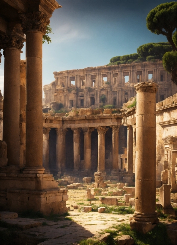 Background Moving Images, Sky, Plant, Landmark, Archaeological Site, Column