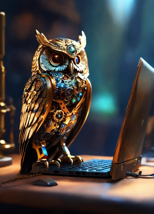 Biggest Stock Footage Site, Bird, Owl, Laptop, Great Horned Owl, Computer