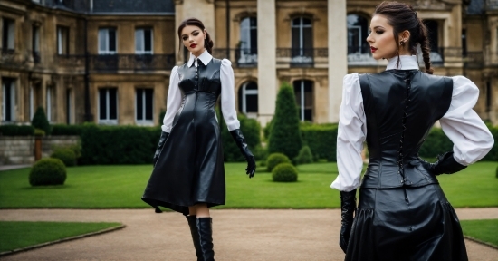 Black, Window, Neck, Fashion, Sleeve, Waist