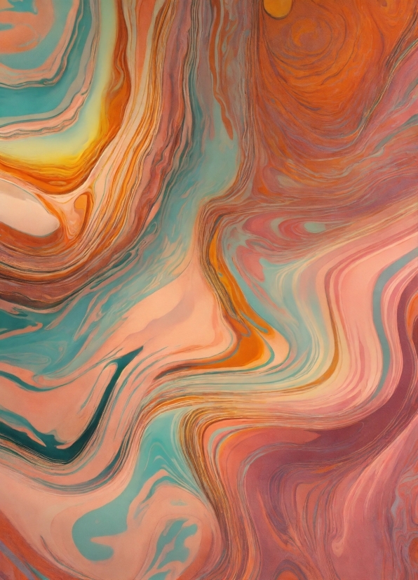 Brown, Azure, Orange, Fluid, Pink, Art