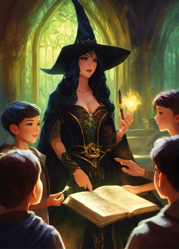 Content Creator Ai, Witch Hat, Hat, Black Hair, Book, Fun