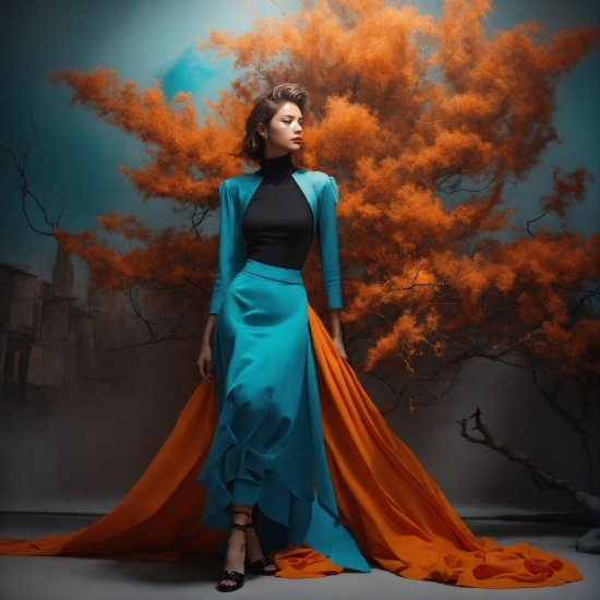 Copyright Free Background Video, Fashion, Dress, Orange, Flash Photography, People In Nature