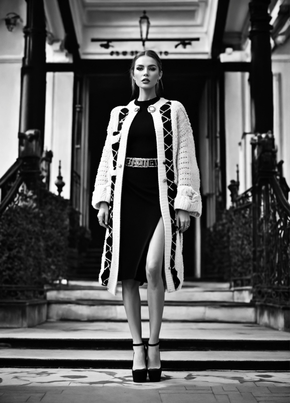 Edit Stock Video, White, Dress, Fashion, Standing, Black-and-white