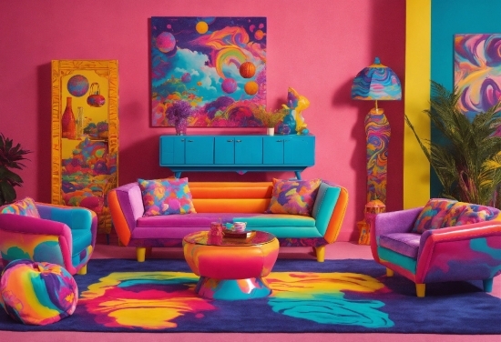 Furniture, Purple, Decoration, Azure, Couch, Textile