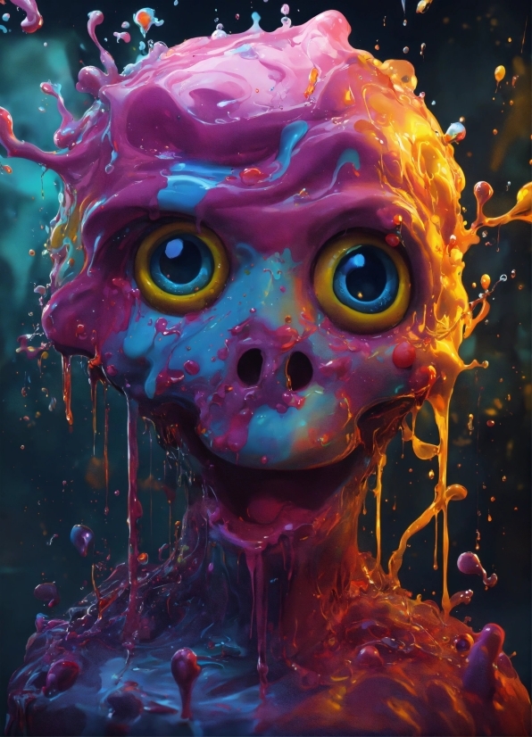 Head, Organism, Purple, Art, Pink, Paint