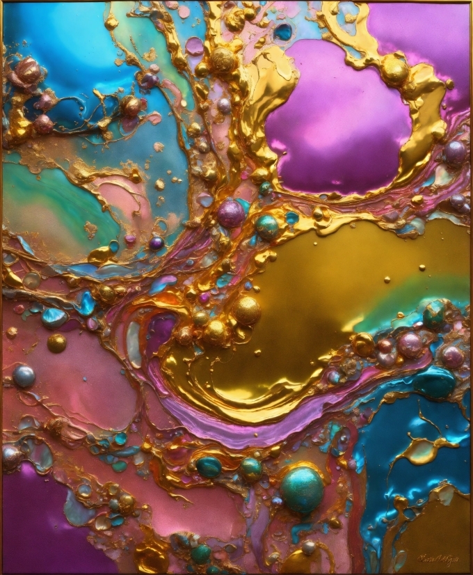 Illustration Video Maker, Liquid, Nature, Purple, Gold, Art