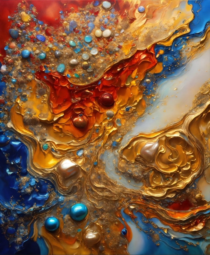 Liquid, Fluid, Amber, Art, Paint, Pattern