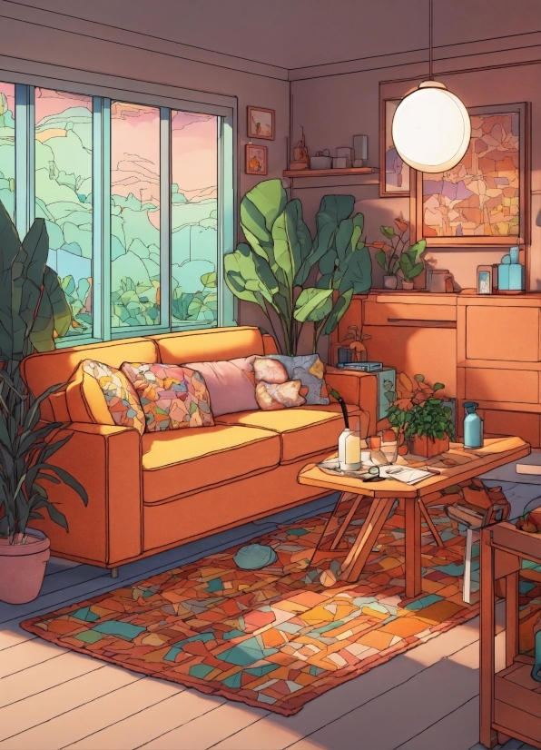 Plant, Furniture, Property, Picture Frame, Table, Couch