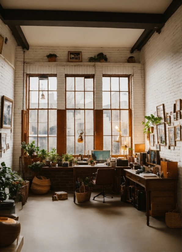 Plant, Window, Houseplant, Building, Wood, Flowerpot