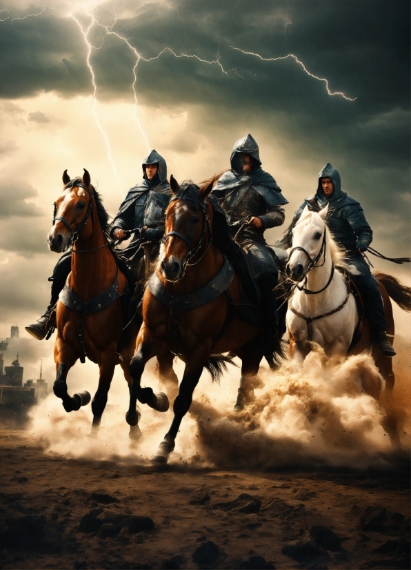 Power Point Slide Background, Horse, Cloud, Sky, Ecoregion, Lightning