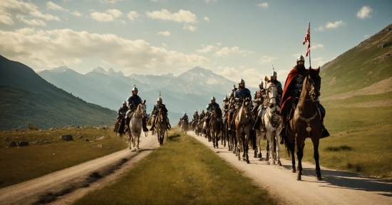 Public Domain Free Videos, Horse, Sky, Cloud, Mountain, Working Animal