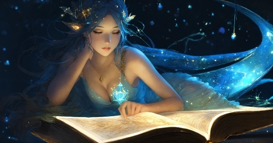 Royalty Instrumental, Flash Photography, Book, Cg Artwork, Long Hair, Electric Blue