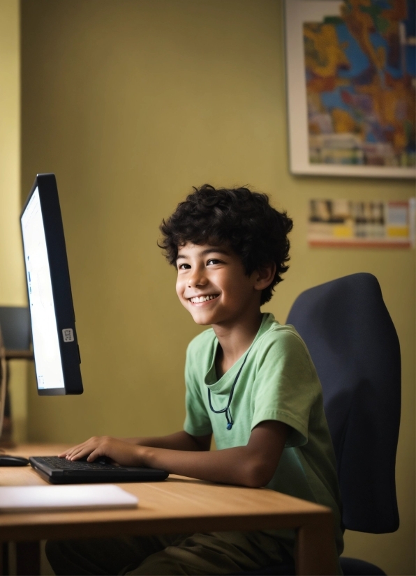 Smile, Picture Frame, Personal Computer, Table, Computer, Desk