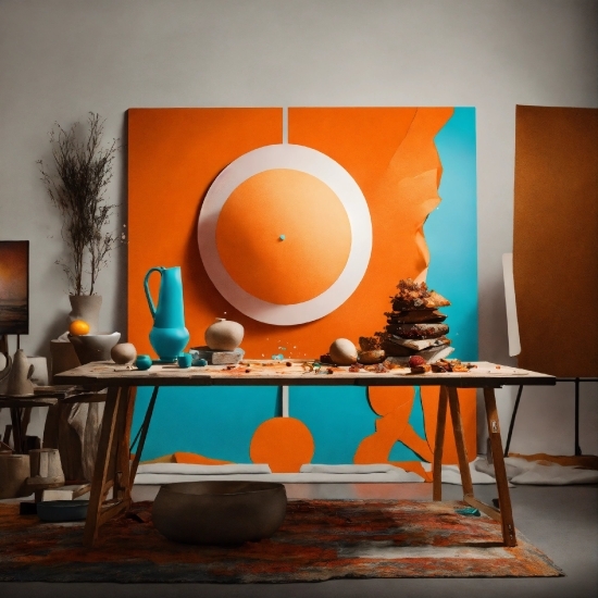 Table, Furniture, Property, Orange, Wood, Interior Design