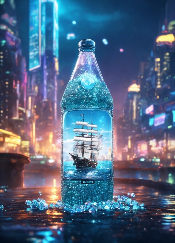 Without Copyright Gaming Video, Skyscraper, Bottle, Building, Water, Liquid