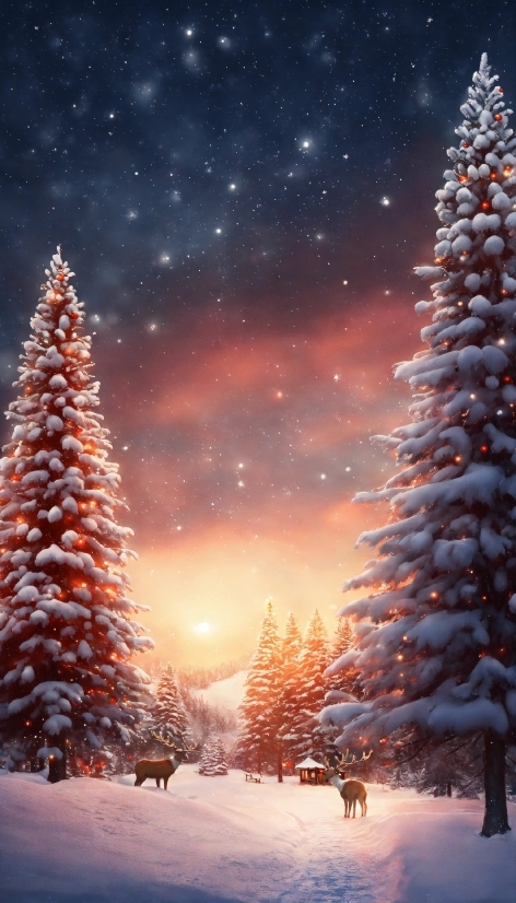 Animation Cartoon Video Maker App, Sky, Plant, Snow, Photograph, Christmas Tree