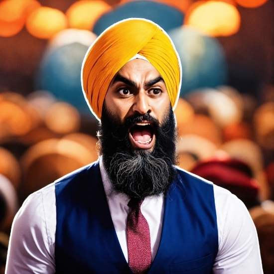 Clothing, Photograph, Beard, Turban, Happy, Headgear