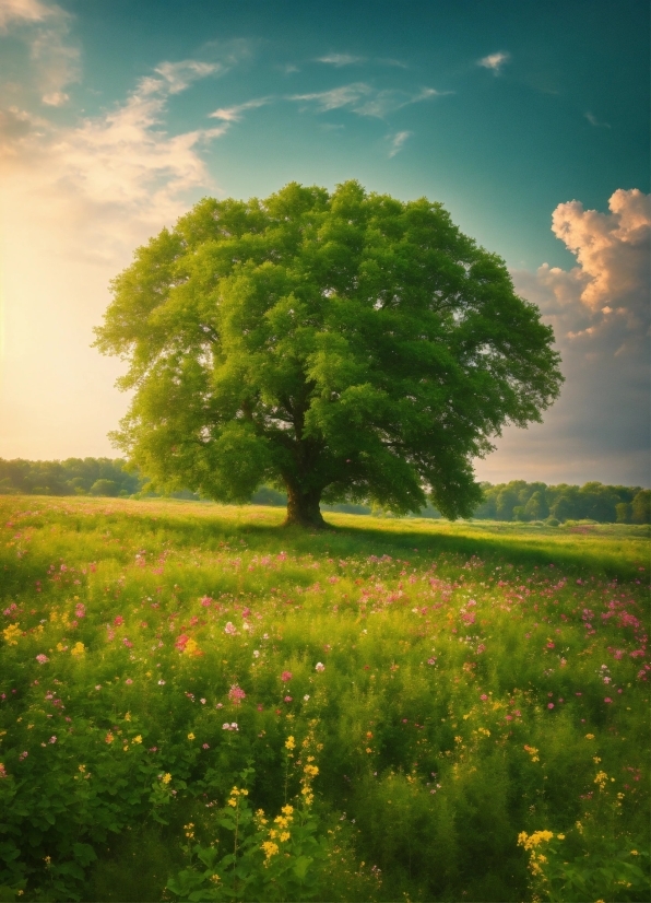 Cloud, Sky, Plant, Flower, Green, Natural Landscape