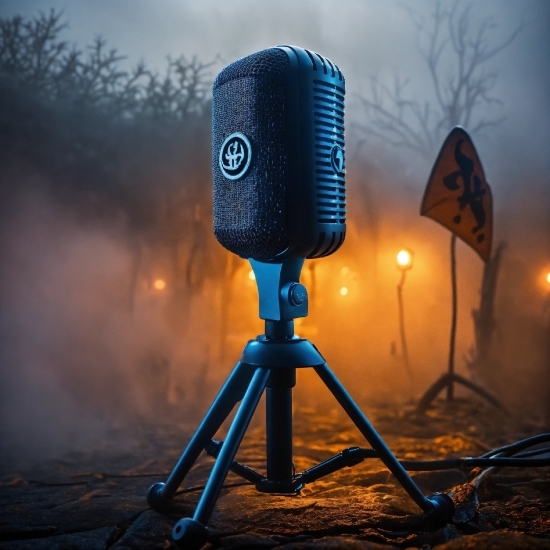 Devil Photo Editing, Cloud, Microphone, Tripod, Sky, Blue