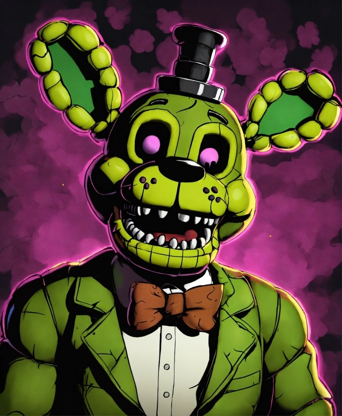 Five Nights At Freddy's Poster, Cartoon, Green, Sleeve, Organism, Gesture