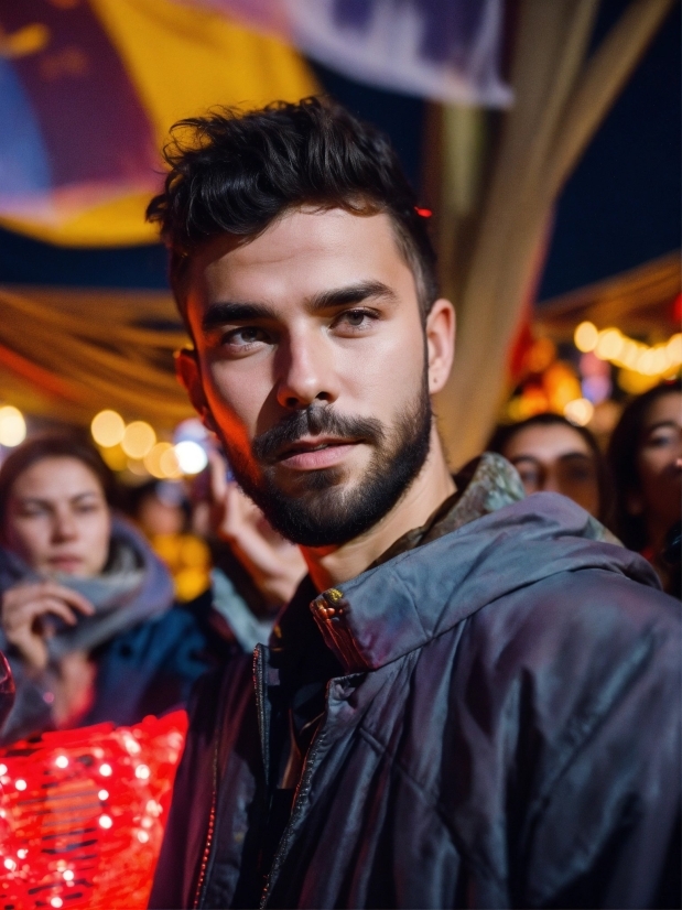 Forehead, Beard, Flash Photography, Cool, Fun, Leather Jacket