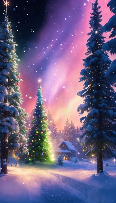 Free Video Creator App, Plant, Sky, Snow, Christmas Tree, Light