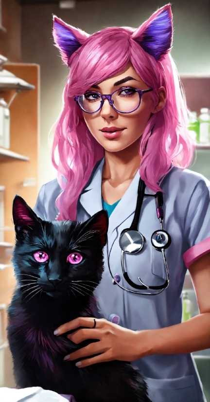 Graphic Design Apps For Pc, Facial Expression, Purple, White, Cat, Vision Care