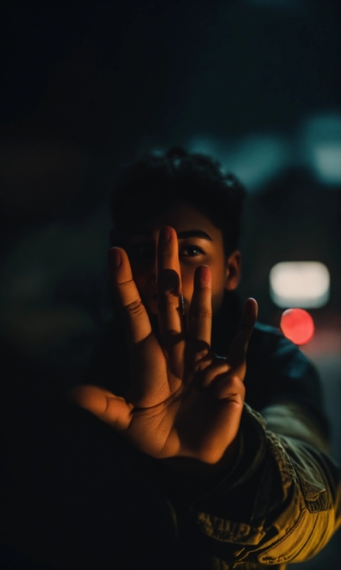 Hand, Flash Photography, Gesture, Finger, Black Hair, Elbow