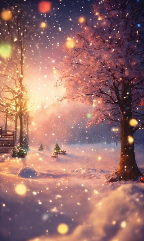 Poster Design, Atmosphere, Snow, Nature, Fireworks, Tree