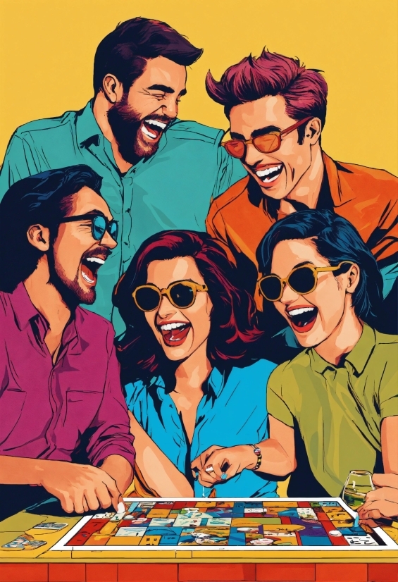 Postermywall Album Cover, Smile, Cartoon, Sharing, Sunglasses, Eyewear