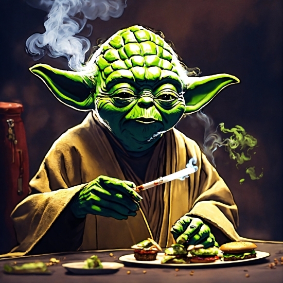 Retro Posters For Room, Green, Cartoon, Tableware, Yoda, Food Craving