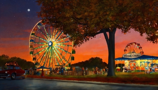 Torii Kiyonaga, Plant, Sky, Ferris Wheel, Tree, Wheel