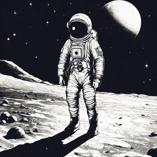 Adobe Creative Cloud Stock Images, Astronaut, World, Flash Photography, Black-and-white, Style