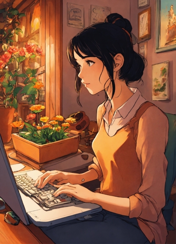 Adult Stock Photos, Computer, Picture Frame, Personal Computer, Flower, Computer Keyboard