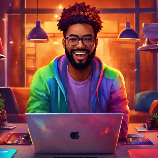 All Free Images, Smile, Glasses, Head, Computer, Laptop