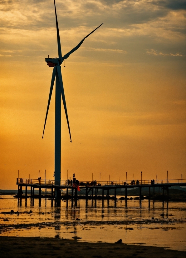 An Illustration, Cloud, Water, Sky, Windmill, Afterglow