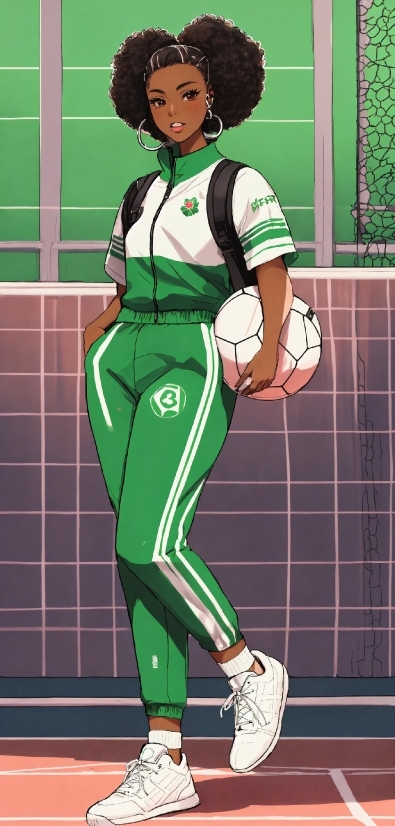 Anime Couple Picture, Green, Sleeve, Sports Gear, Thigh, Sportswear