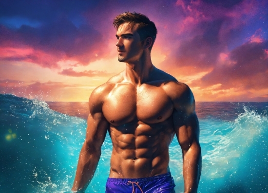 Anime Friends Wallpaper, Water, Cloud, Sky, Bodybuilder, Muscle