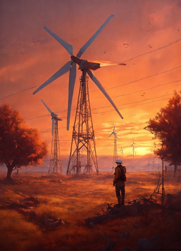 Apple Illustration, Sky, Cloud, Windmill, Atmosphere, Ecoregion