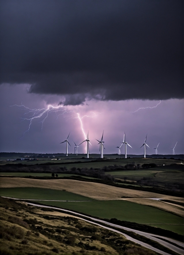 Arts Visual & Performing, Cloud, Sky, Atmosphere, Lightning, Windmill