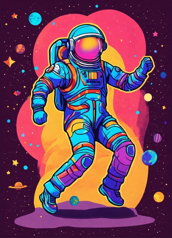 Astronaut, Organism, Gesture, Art, Font, Painting