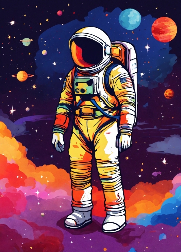 Astronaut, World, Human, Art, Painting, Paint